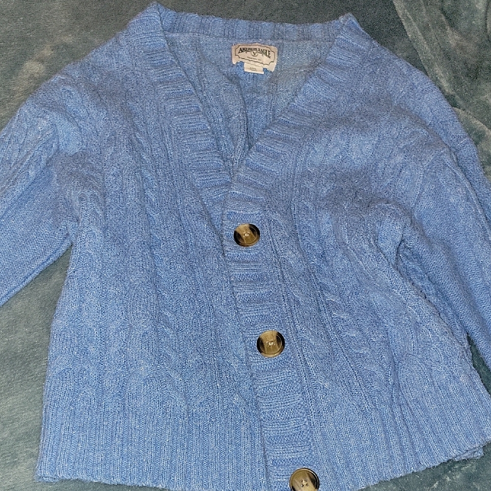 American Eagle Outfitters Blue Cable Knit Sweater